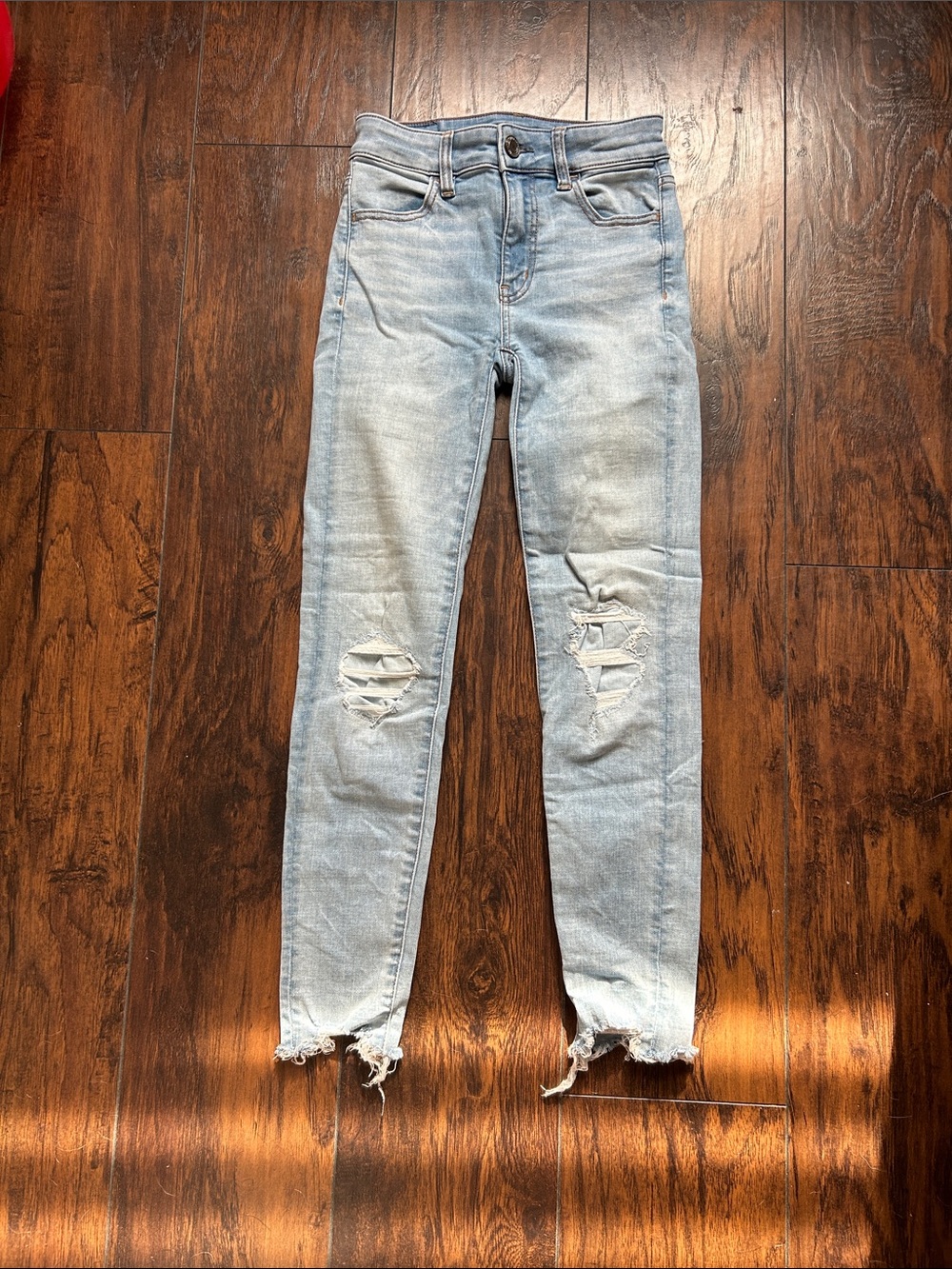 American Eagle Outfitters Light Blue Skinny Ripped Jeans